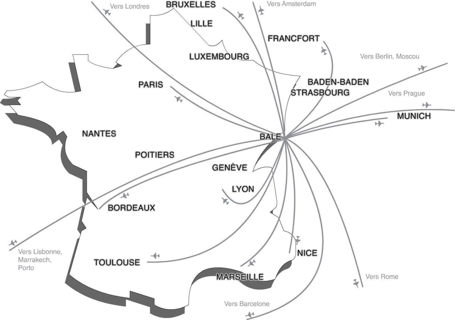 Aerial map to Basel