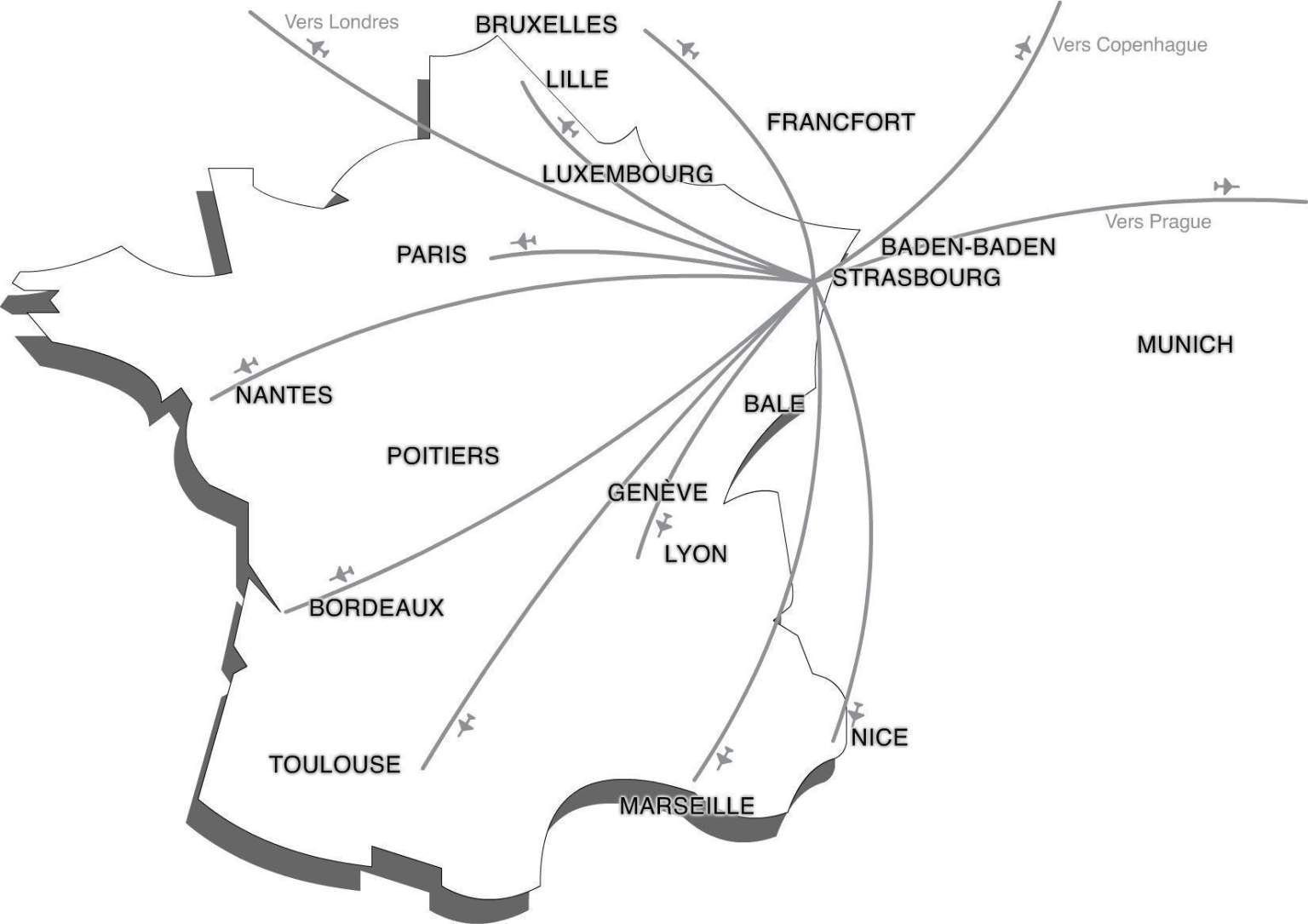 Aerial map to Strasbourg